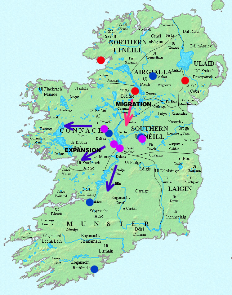 Irish Curley/MacOirealla/MacOirghiallaigh Migration Map